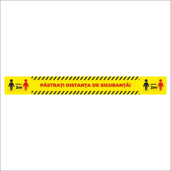 Sticker podea Dreptunghi 90x10cm galben  pentru pastrarea distantei 2m - Covid 19