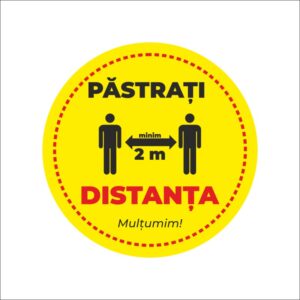 Sticker podea Cerc galben 2m pentru pastrarea distantei - Covid 19