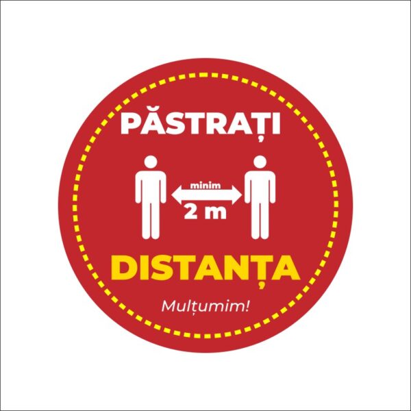 Sticker podea Cerc rosu 2m pentru pastrarea distantei - Covid 19