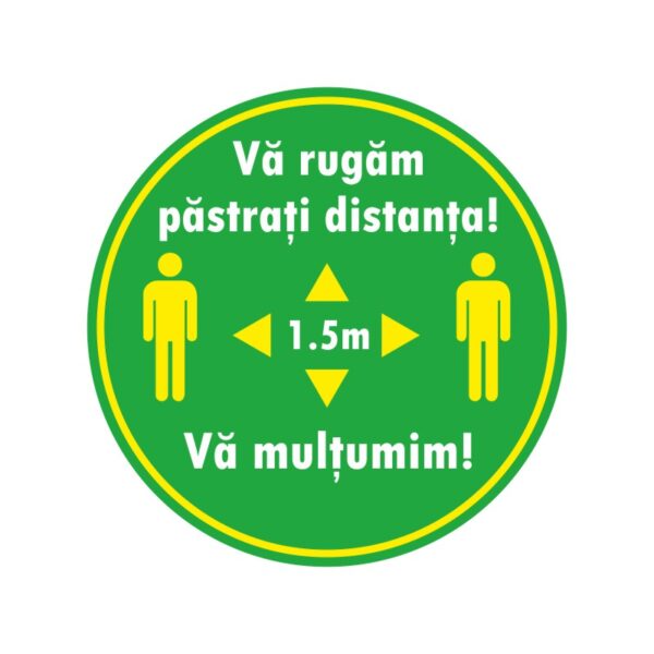 Autocolant podea Cerc verde pentru pastrarea distantei - Covid 19