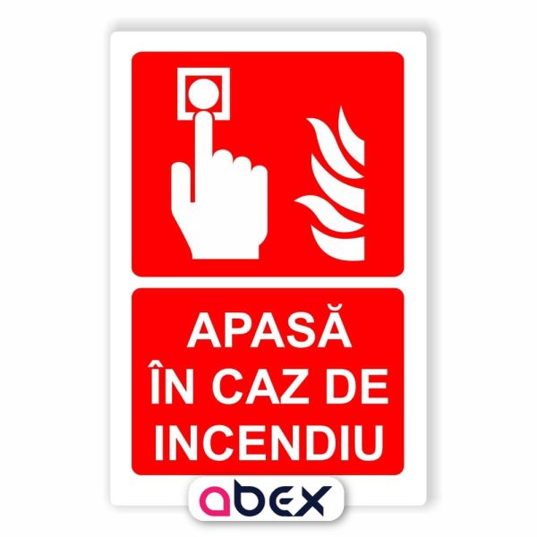 Apasa in caz de incendiu indicator PSI placa sticker autocolant
