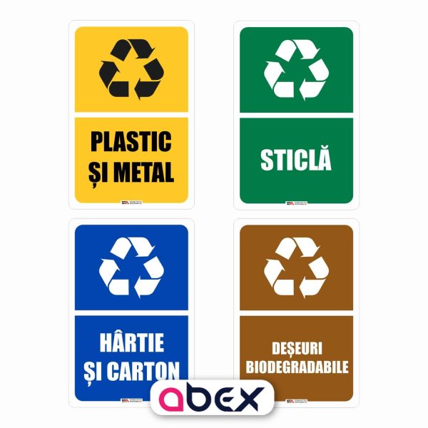 Set de 4 Etichete cu Simboluri de Reciclare