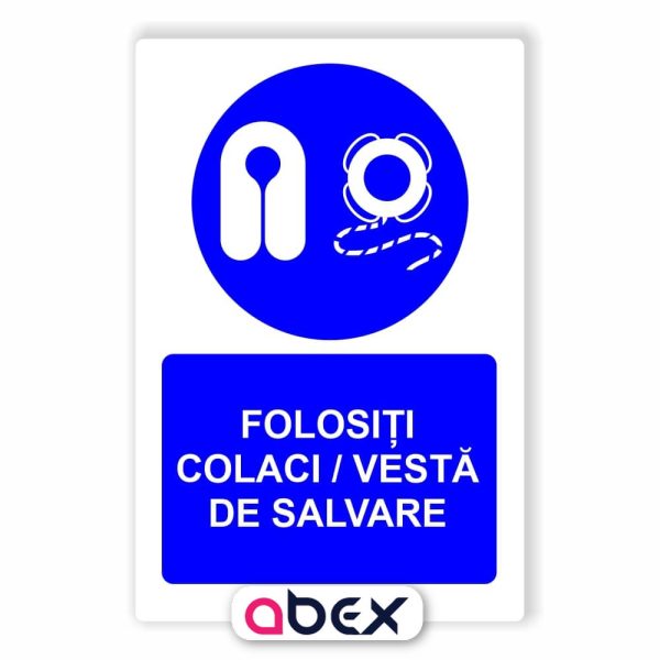 Folositi colaci vesta de salvare – Indicator Panou Obligativitate