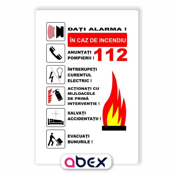 In caz de incendiu PSI placa sticker autocolant