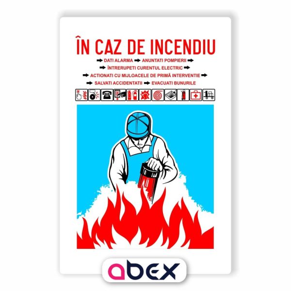 In caz de incendiu PSI placa sticker autocolant