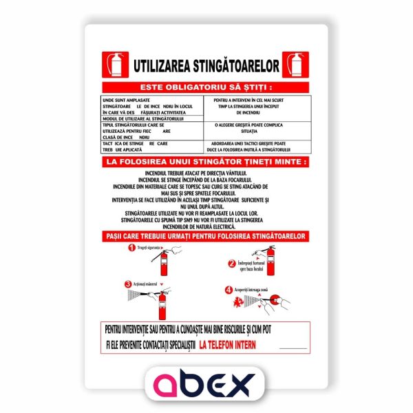 Utilizarea stingatoarelor PSI placa sticker autocolant